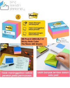 3M Post-it 2053-ELT-O Sticky Note Cube 76x76mm 400 Sheets