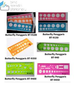 Contoh Template mal cetakan bulat kotak segitiga Butterfly Penggaris BT-9350 merek Butterfly