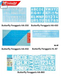 Foto Penggaris Lettering Set (Huruf & Angka) merk Butterfly